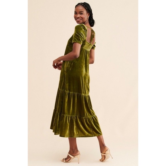 Anthropologie Velvet Empire Waist Midi Dress - Picture 5 of 8